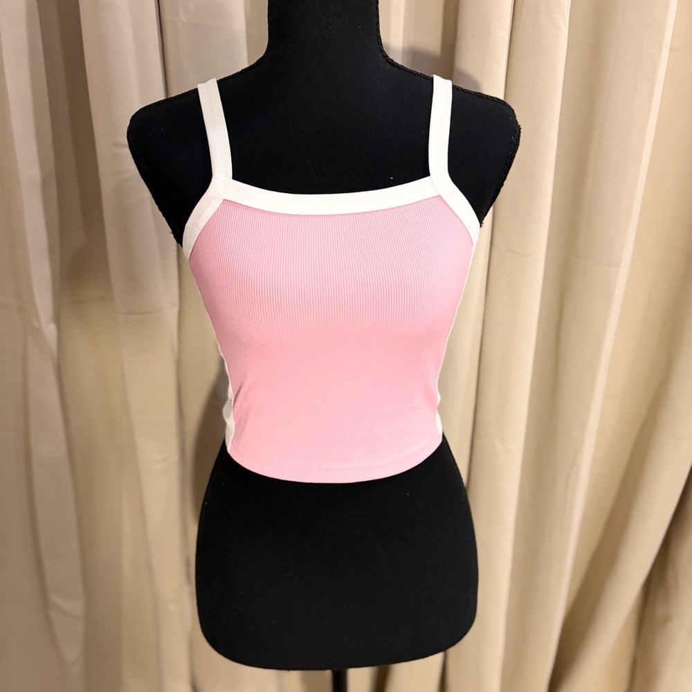 SHEIN Pink and White Camisole